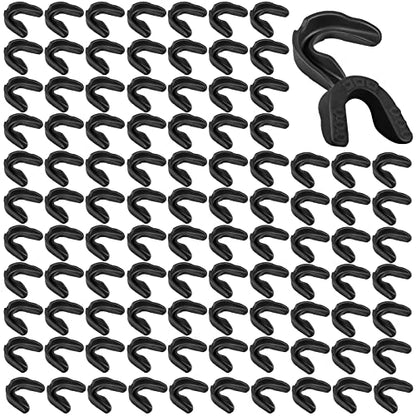 Kathfly 100 Pack Sports Mouth Guard Bulk Athletic Mouthguard Silicone Gum Mouthpiece Teeth Protection for Football Boxing Basketball Hockey Karate Lacrosse Wrestling(Black) - color: Black