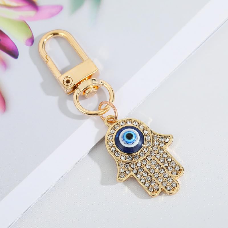 Turkish Devil's Eye Rhinestone Keychain Luxurious Ethnic Style Crytal Keychain for Car Key Bag Backpack Decorative Gift - style: Style 3