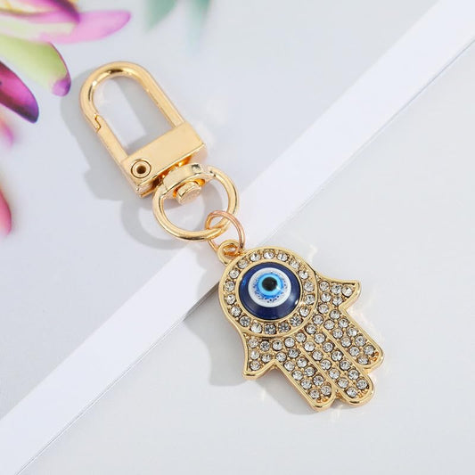 Turkish Devil's Eye Rhinestone Keychain Luxurious Ethnic Style Crytal Keychain for Car Key Bag Backpack Decorative Gift - style: Style 3