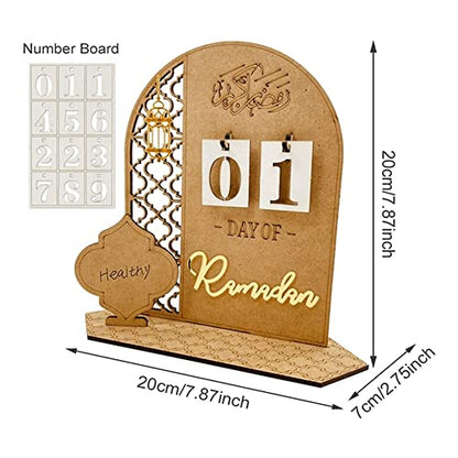 Wooden Ramadan Calendar Decorations - Wooden Countdown Calendars Decorations 30 Days Eid Mubarak,style 1