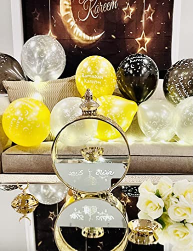 Ramadan Hanging Lantern Islamic Metal Lamp Eid Mubarak Element Eid Mubarak Islamic Lamp, Ramadan Mubarak LED Light Ramadan Hanging Lantern Glass and Metal Lantern for Ramadan Karim (Masjid) - color: Masjid