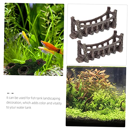 balacoo Fish Tank Ornament 2pcs Artificial Bridge Decor Aquarium Mountain View Decor Set
