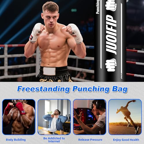 Heavy Punching Bag with Stand Adults Teens,70" Freestanding Boxing Bags Kicking Bag Heavy Bag with Boxing Gloves and Electric Air Pump, Kickboxing Training Equipment Bags Thai Fitness Karate - style: Digital Printing
