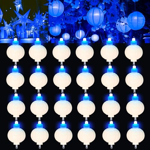 24 Pack Blue Battery LED Lantern Lights for Wedding Holiday Party Decor - color: Blue