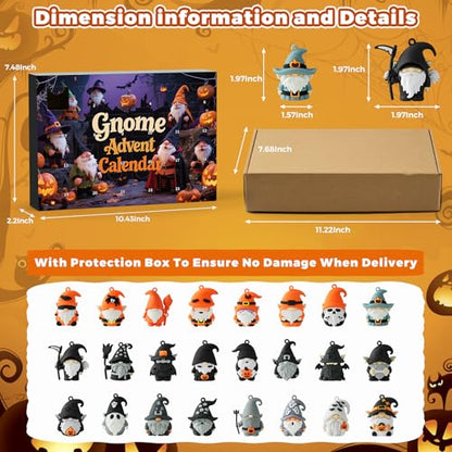 Gnome Advent Calendar 2026 Halloween,24 Day Halloween Countdown Calendar with 24 Collectible Gnome Gifts for Kids Boys Girls Toddlers Boo Basket Stuffers - color: Multi Gnome