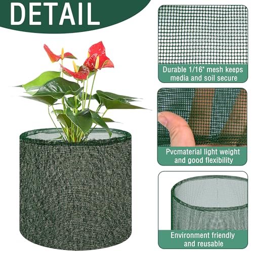 EBaokuup 4 Pcs Aquatic Pond Planting Bags-7" Reusable Mesh Water Garden Pond Plant Pot-Breathable Green Round Lily Plant Pots for Pond Bog Plant Garden Terrestrial Plant - color: Green, size: Round