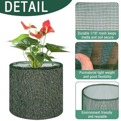 EBaokuup 4 Pcs Aquatic Pond Planting Bags-7" Reusable Mesh Water Garden Pond Plant Pot-Breathable Green Round Lily Plant Pots for Pond Bog Plant Garden Terrestrial Plant - color: Green, size: Round