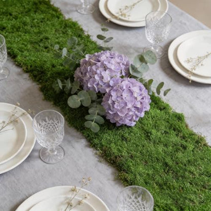 INFUNLY Artificial Moss Mat 19.7 * 78.7inches Green Moss Table Runner Fake Mossy Sheet Roll Waterproof Grass Carpet Blanket Christmas Fake Mossy Table Runner for DIY Fairy Garden Floral Wedding Decor