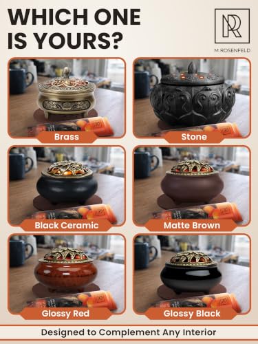 Frankincense Resin Incense Burner Set and Censer with Ash Catcher – Incense Holder for Charcoal, Sticks & Cones | Heat-Resistant Metal Design for Home, Meditation, Yoga - color: Burner Blue
