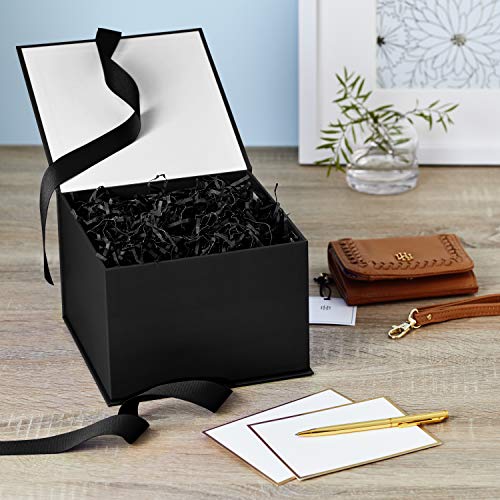 Hallmark Medium Gift Box with Lid and Shredded Paper Fill (Black 7 inch Box) for Weddings, Graduations, Birthdays, Father's Day, Groomsmen Gifts, All Occasion (Pack of 12) - color: Black, size: Pack of 12