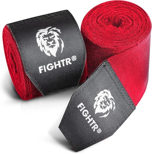 FIGHTR® Boxing Handwraps 160 inches semi-Elastic Hand Wraps with Thumb Loop for Boxing, MMA, Muay Thai & Martial Arts - color: Red, size: pair of 160"