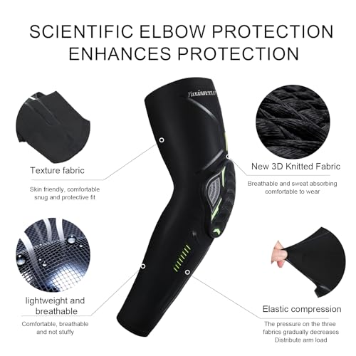 Padded Arm Sleeves – Football, Basketball, Volleyball & Soccer Elbow Forearm Protection for Men & Women (1 Pair) - size: XL-Large
