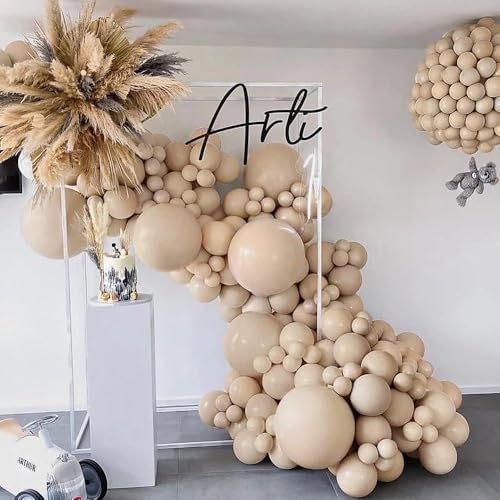 Nude Beige Balloon Double Stuffed Tan Brown Balloons Garland Different Sizes Latex Apricot Balloons Arch Kit for Neutral Baby Shower Jungle Theme Woodland Teddy Bear Birthday Boho Party Decorations - color: Apricot