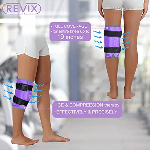 REVIX XL Knee Ice Wrap Around Entire Knee, Gel Ice Pack for Muscle Ache, Cold Pack to Reduce Discomfort and Promote Flexibility, Soft Plush Linings, Purple (Pack of 2) - size: XL (Pack of 2), style: Purple-XL