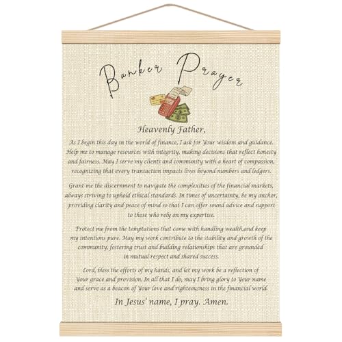 Boat Wades Christian Banker's Prayer Wall Art Poster Hanger Frame, Banker Gifts for Women, Inspirational Bible Verses Wall Decor for Bank Office Banking House Home, 12x16 Inch - color: Banker's