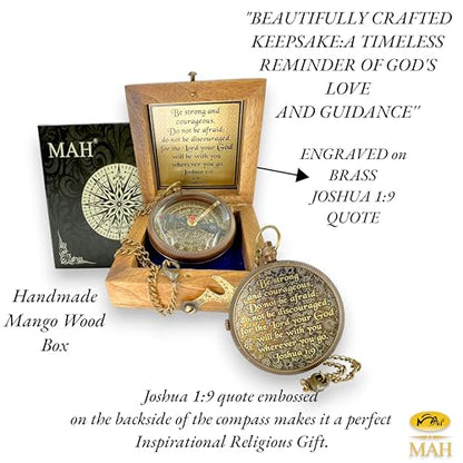 Bible Verse Brass Compass – “Be Strong and Courageous” (Joshua 1:9) | Christian Gift for Graduation, Baptism, Confirmation – Religious Keepsake for Boys, Girls, Teens, Men, Pastors & Church Events - style: Be Strong – Edition 2