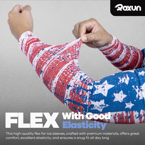 ROXUN Arm Sleeves, Cooling UV Sun Protection Sports Compression for Men/Women - color: 2 Pairs America Flag-2