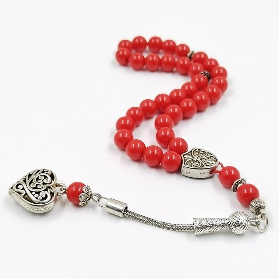 ALBASHAN Tasbih Red stone 33 45 66 99 prayer beads misbaha Women jewelry muslim bracelet arabic islamic accessoires - size: 10mmx33beads