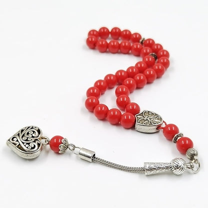ALBASHAN Tasbih Red stone 33 45 66 99 prayer beads misbaha Women jewelry muslim bracelet arabic islamic accessoires - size: 12mmx66beads
