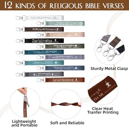 Roowest 120 Pcs Christian Bible Verse Keychains Bulk Inspirational Scriptures Religious Gift for Men Women Church Events - color: Dark Color