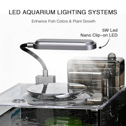 2.2 Gallon Betta Fish Tank, Small Aquarium Kit,Glass Small Fish Tank,Betta Fish Tank with a lid and Light and Filter, Small Transparent Glass Fish Tank with Light and Filter(Black Glass Background) - size: 2.2 Gallon