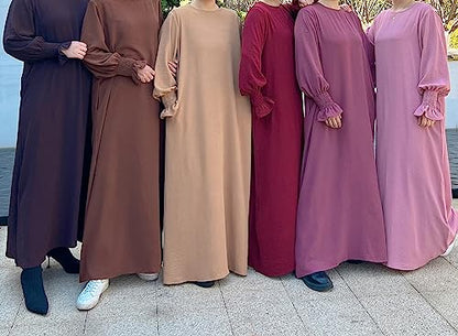 Women Prayer Dress Muslim Ramadan Garment Abaya Dubai Islam Jilbeb Long Dress Without Hijab - color: Dark Blue, size: Small