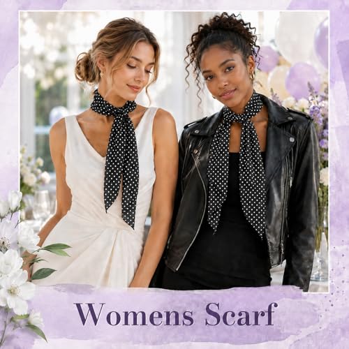 Polka Dot Scarf for Women, Chiffon Womens Scarves for Travel Date - color: Black a