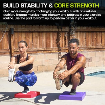 ProsourceFit Exercise Balance Pad, Non-Slip Cushioned Foam Mat & Knee Pad for Fitness and Stability Training, Yoga, Physical Therapy - color: Red, size: L - (15.5" x 12.75")