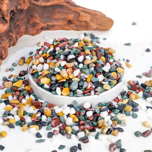 CJGQ 2.4lb Aquarium Gravel for Plants, 1/4Inch Fish Tank Gravel for Succulent Cactus and Bonsai, Decorative River Rocks Pebbles for Gardening, Flower Pots, Landscaping,Terrarium - color: Mixed Pebble, size: 2.4lb