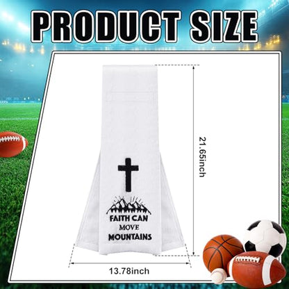 Simgoing Football Towel Christian Cross Cotton Quarterback Football Field Towel with Hook and Loop Closure White Gym Hand for Men Adults Youth