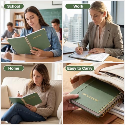 Ovesmusl Undated Daily Planner - 126 Days Hourly Schedule & To Do List - A5 PU Leather Hardcover Spiral Notebook planner with stickers, Metal Corner Protectors & Back Pocket for Work & School, Green - style: Green