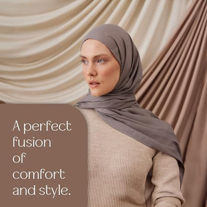 Modest Summer Woven Hijab | Premium Lightweight, Soft Touch Hijab for Women - color: Silver