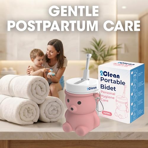 2Clean Portable Travel Bidet 300ml Collapsible Peri Bottle Handheld Sprayer - color: Pink