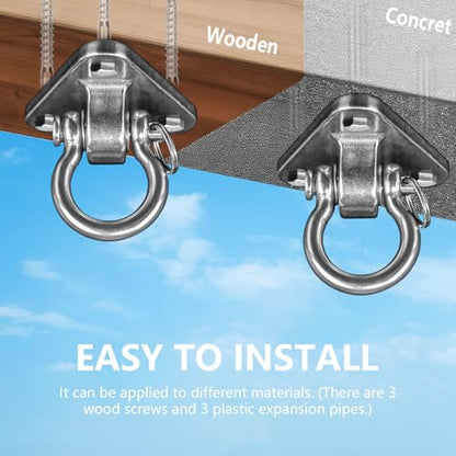 Stainless Steel Heavy Duty Swing Hanger with Smooth Swing Bearings 180° Ceiling Mount 1500 LB Capacity Swing Hardware for Swing Seat, Yoga, Heavy Bag, Porch Swing, Hanging Chair - size: 3 Holes-180°