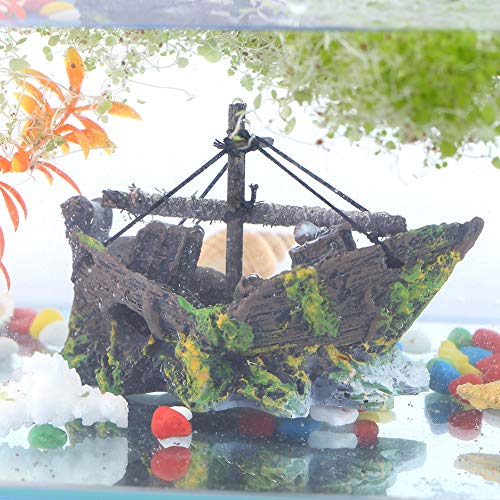 Artificial Resin Pirate Ship Boat Aquarium Landscaping Glass Fish Tank Ornaments Resin Boat Small Net Boat Decor for Fish Tank Accessories