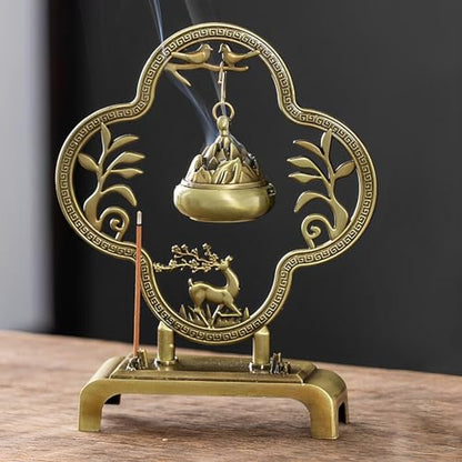 Deer Incense Holder, Incense Holder for Sticks | Mini Hanging Thurible Incense Burner Rack,Insence Stick Holder,Bronze Colored,1 Piece