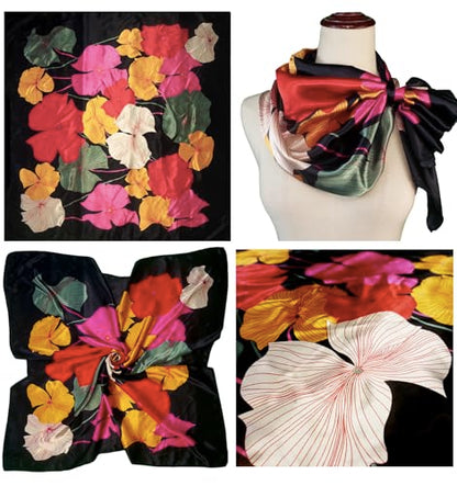 Large 35 inches Satin Square Scarf Lightweight Neck Hair Wrap Fashion Headscarf - color: A1