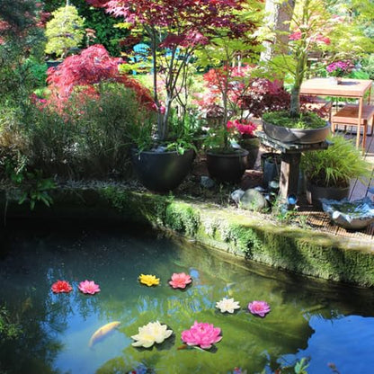 Luxshiny 10pcs Realistic Eva Floating Lotus Flowers Pool Decorations Artificial Water Lilies for Garden Pond Wedding Aquarium Display