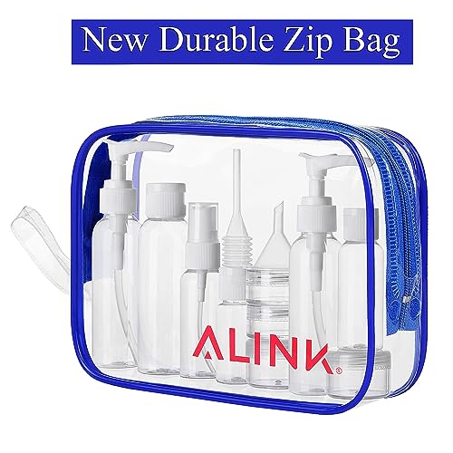 ALINK 16pcs Travel Size Toiletry Bottles Set, Tsa Approved Clear Cosmetic Makeup Liquid Containers with Zipper Bag