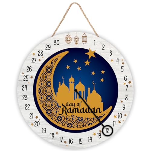 Ramadan Door Hanging Decorations，30 Days Advent Calendar Countdown for Ramadan Home Table Decoration Sign
