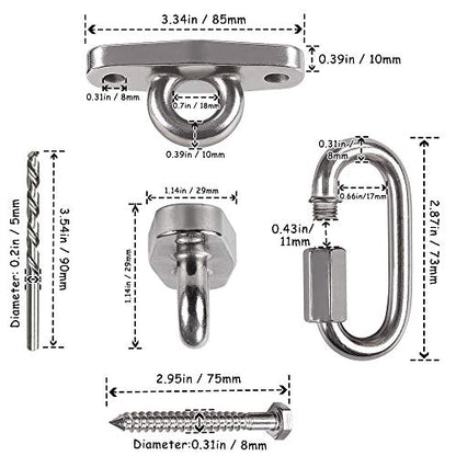 2 Heavy Duty Swing Hangers Anti-Rust 304 Stainless Steel,2000LB Swivel Swing Set Brackets,for Playground,Porch, Yoga, Swing Seat,Hammock