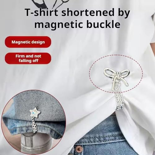 Magnet Clothing Pins, Strong Alloy Fastening, Adjustable Chain Design, Multi-Function Magnetic Clothing Clips,Pinless Brooch Chain Magnetic Buttons,for Hijab, Loose T-Shirt Hems, Sleeves, Pants Hems - color: style4, size: One size