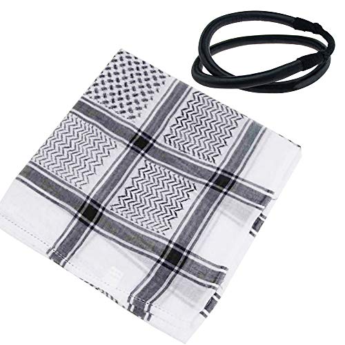 HOMELEX Keffiyeh Arab Head Scarf for Men Sheikh Muslim Turban Saudi Dubai Headwear - color: Black-q
