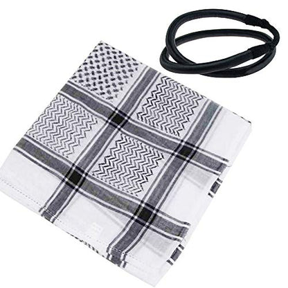 HOMELEX Keffiyeh Arab Head Scarf for Men Sheikh Muslim Turban Saudi Dubai Headwear - color: Black-q