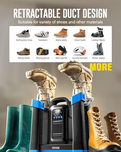 POPCHOSE Boot Dryer with Ozone Deodorizer, 1.5H Fast Drying Shoe Dryer | Boot Warmer with Heat Blower, Intelligent Timer, Silent Operation, Easily Expandable, Gradual Drying for 2 Pairs of Shoes - color: Blue