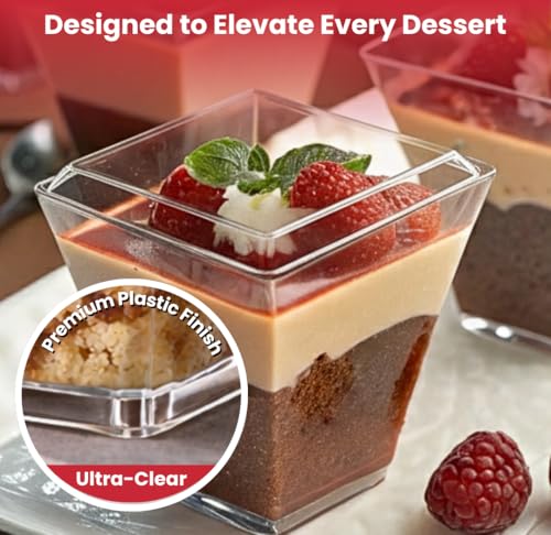 100 Pack 5oz Mini Dessert Cups with Lids and Spoons Parfait Shooter | 300 pcs: 100 cups, 100 lids, 100 spoons. Mini cheesecake, tiramisu, appetizer cups. Vasos para postres con tapa. Free eBook. - style: 100 Cups + 100 Spoons + 100 Lids