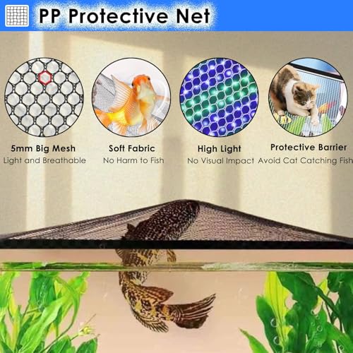 Home Fish Tank Protector from Cats, Magnetic Aquarium Cover Fish Tank Lid, Square Terrarium Top Covers Anti-Fish Jump Net with Corner Handles(L20xW15cm) - size: L20xW15cm