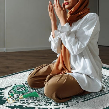 zhxinashu Muslim Prayer Mat Set with Tasbih Beads and Cylinder Box - color: Style B