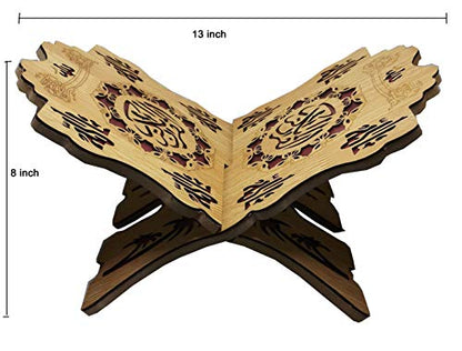 Foldable Wooden Book Stand Rehal Al-Quran Rihal AMN-186 Arabic Calligraphy Bible Magazine Cookbook Display Holder Rack Muslim Eid Ramadan Islam Religious Gift 8x13 inch