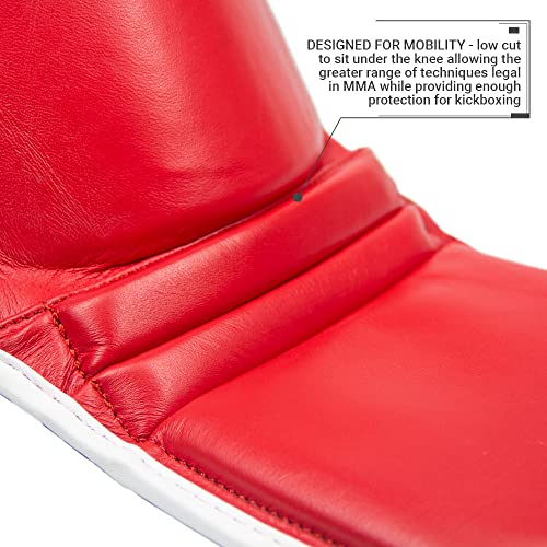 Revgear Superlite Light Weight Leather Shin Guards | for Martial Arts/MMA - color: Red, size: X-Large